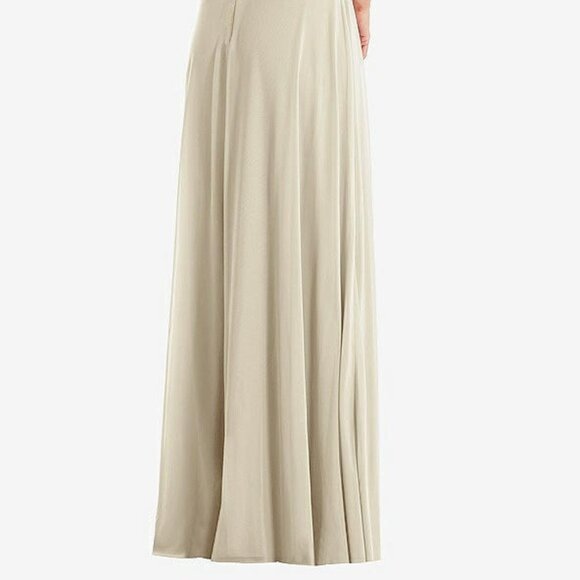After Six 1545....High Neck Halter Backless Maxi Dress...Champagne...Sz 2 - Picture 4 of 7